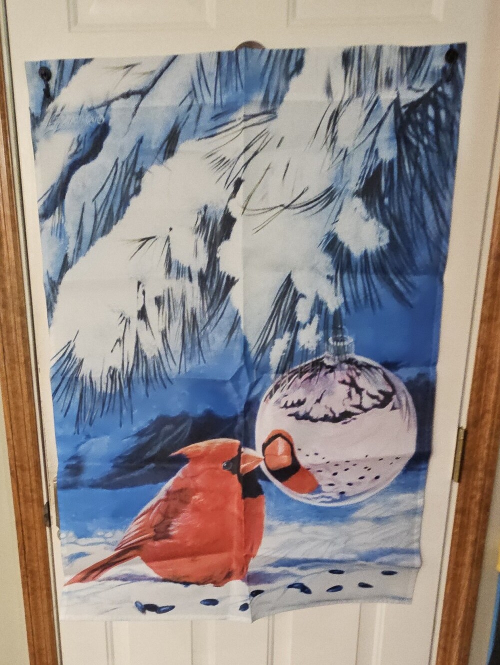 Holiday Snow Cardinal Large Size Pole Flag